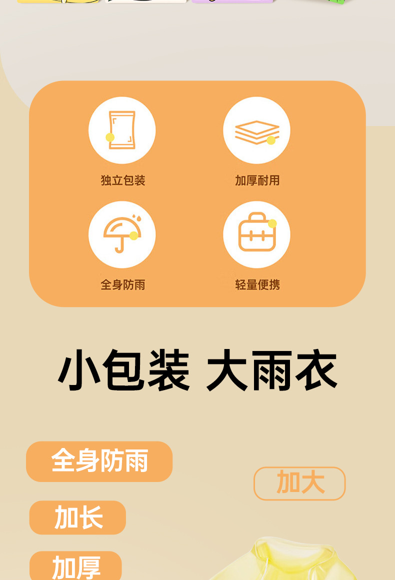 一次性儿童雨衣便携式卡片加长防水长款户外旅行雨披备用卡通风格详情2