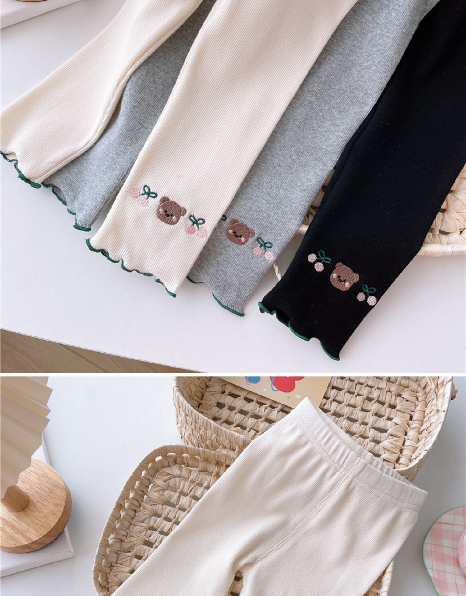 小熊印花女童夏装新品潮洋气宝宝外穿薄款小脚打底裤子 儿童百搭童裤可爱款详情2