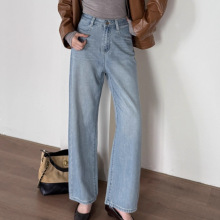 云长 窄版显瘦牛仔裤女冬季新款加厚直筒高腰休闲长裤子现货K0170详情3