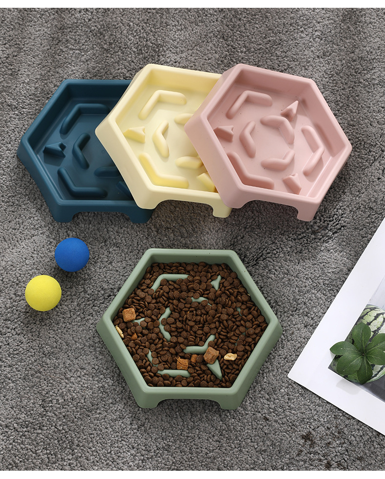 Rongka Pet Cross-border Pet Bowl Cat and Dog anti-choking and anti-vomiting Slow Food Bowl, Multi-color small and medium-sized dog slow Food six-sided bowl pic 11