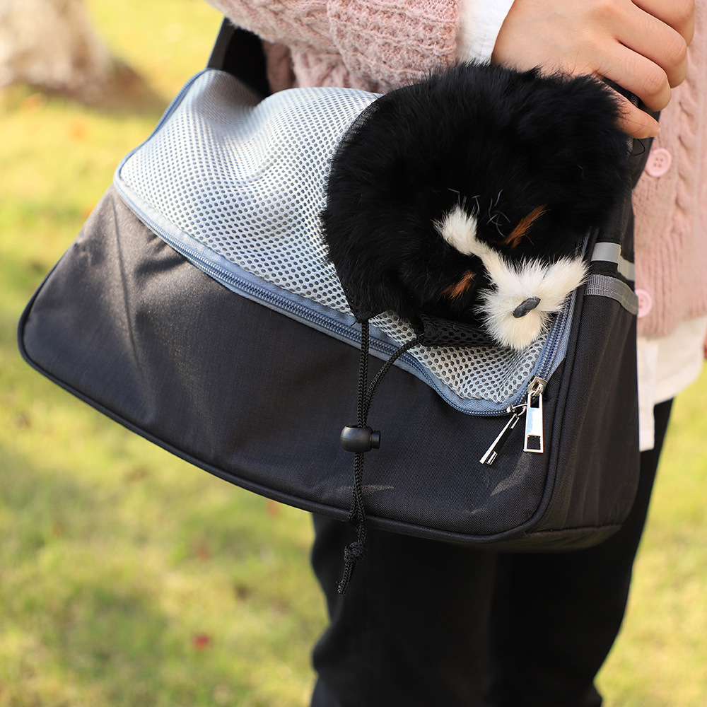 Rongka Pet Cross-border Dog and Cat single-shoulder crossbody pet bag Breathable mesh fabric Portable cat bag for travel pic 2
