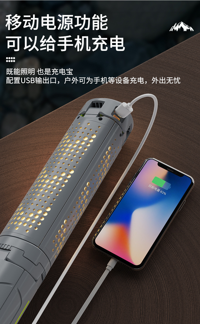 户外充电照明灯露营灯长续航折叠四叶灯野营装备灯营地灯帐篷灯详情14