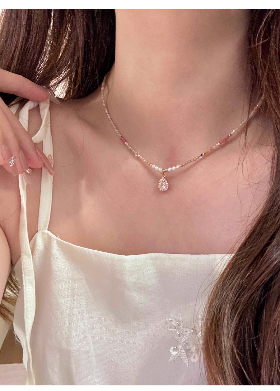 多巴胺项链不掉色女夏季高级感小众水晶锆石串珠吊坠锁骨颈链饰品详情12