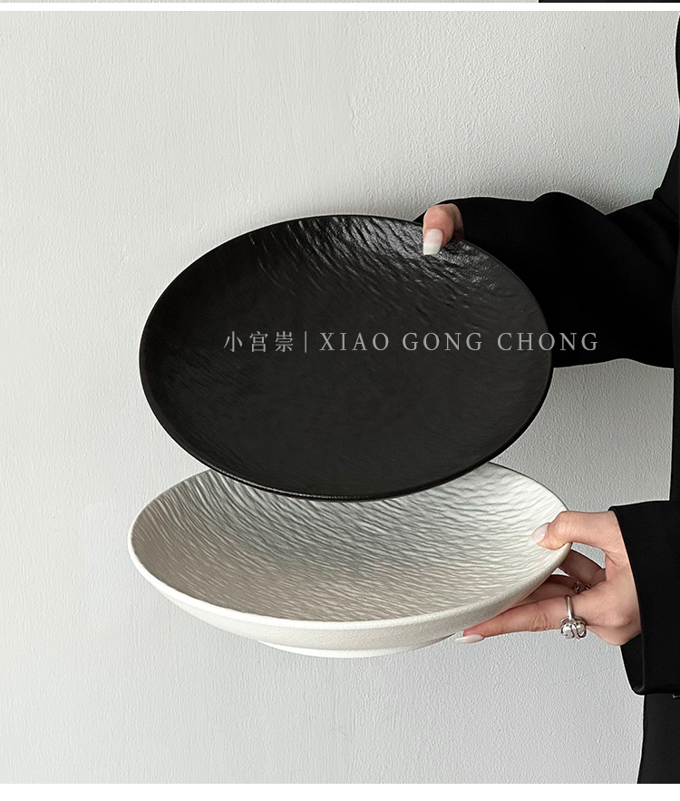 石纹陶瓷深盘轻奢家用牛排盘意面盘高级感西餐盘蔬菜沙拉盘盘子详情9