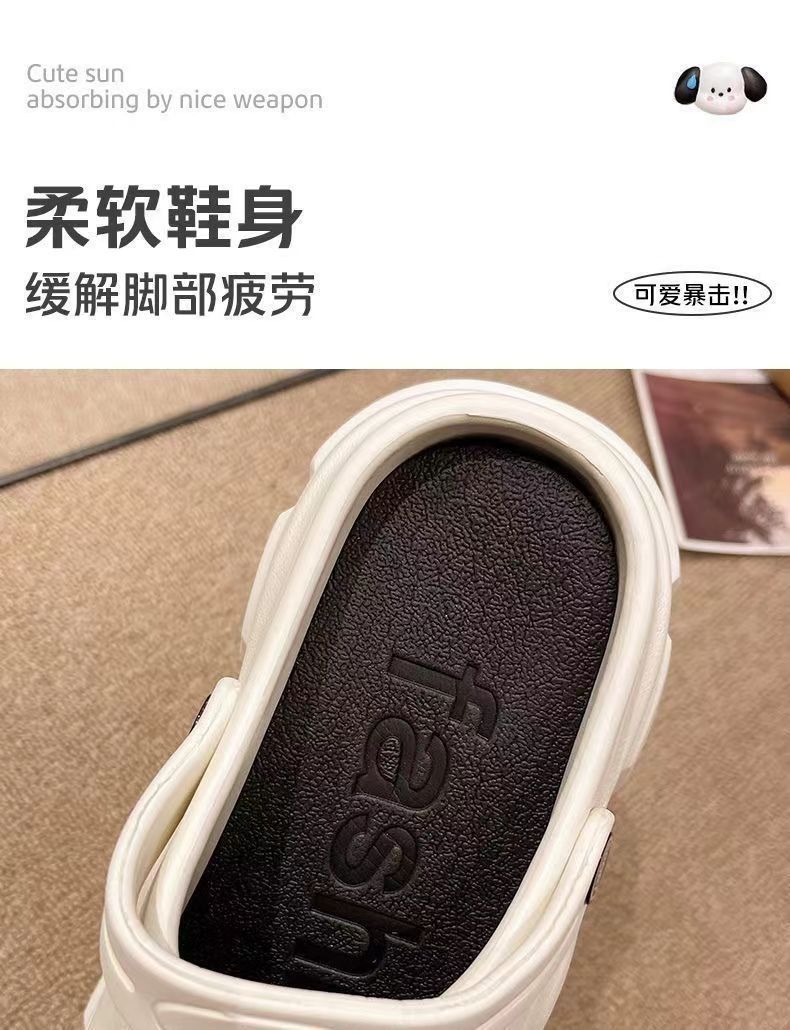 洞洞鞋女夏季2024新款网红时尚户外穿厚底增高防滑沙滩包头半拖鞋详情3