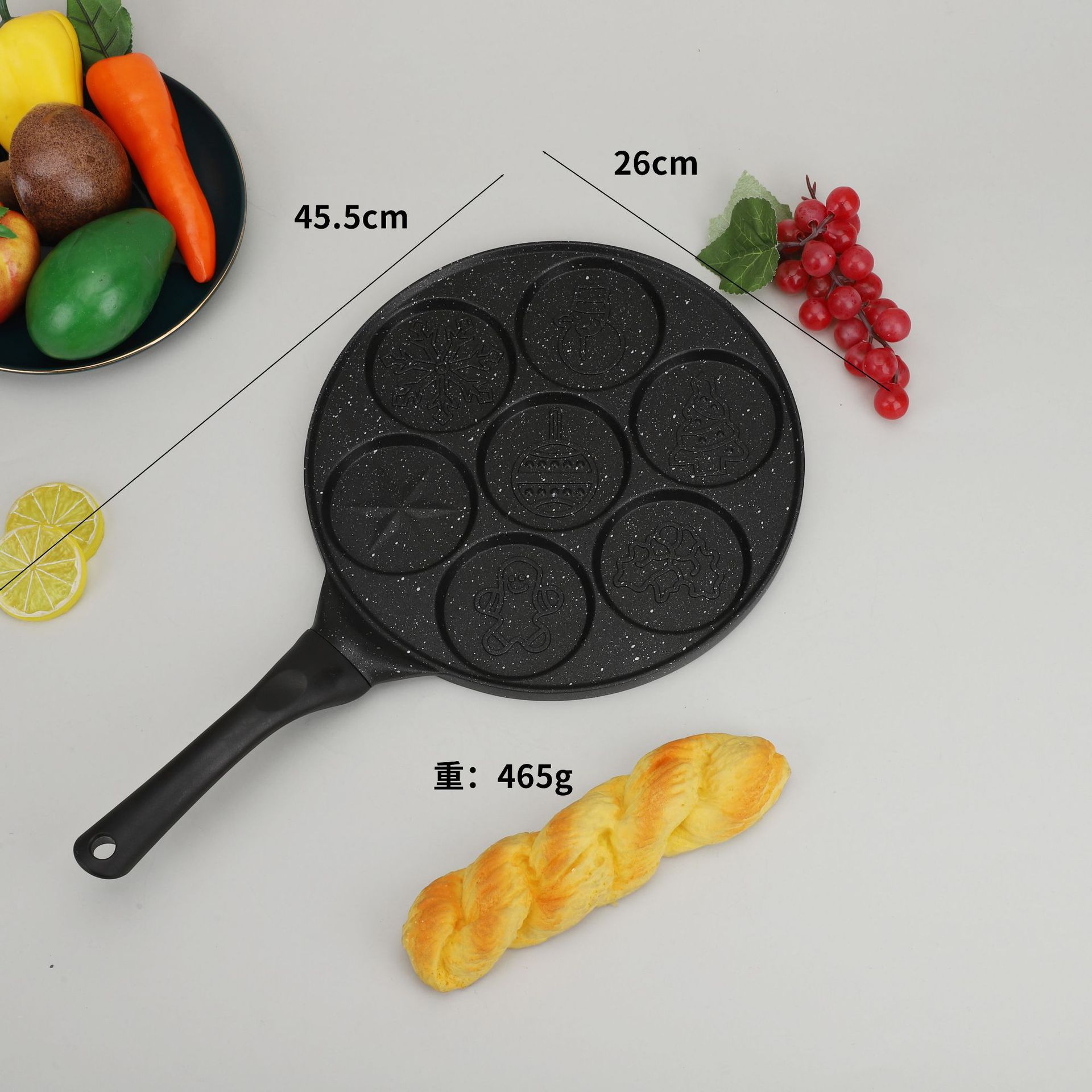 亚马逊披萨烘焙圆形不粘烤盘跨境热销七孔圣诞雪人系列DIY批发详情8