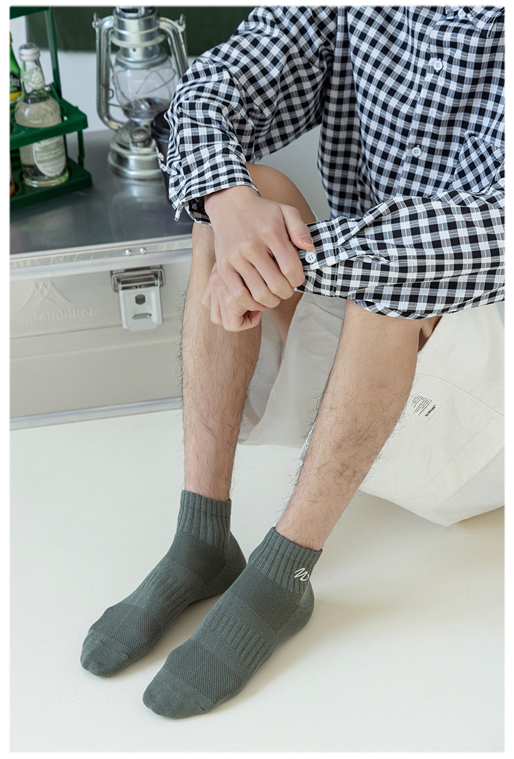 短袜男士春夏季刺绣纯色棉袜 低帮短筒休闲网眼袜子男船袜现货批详情11