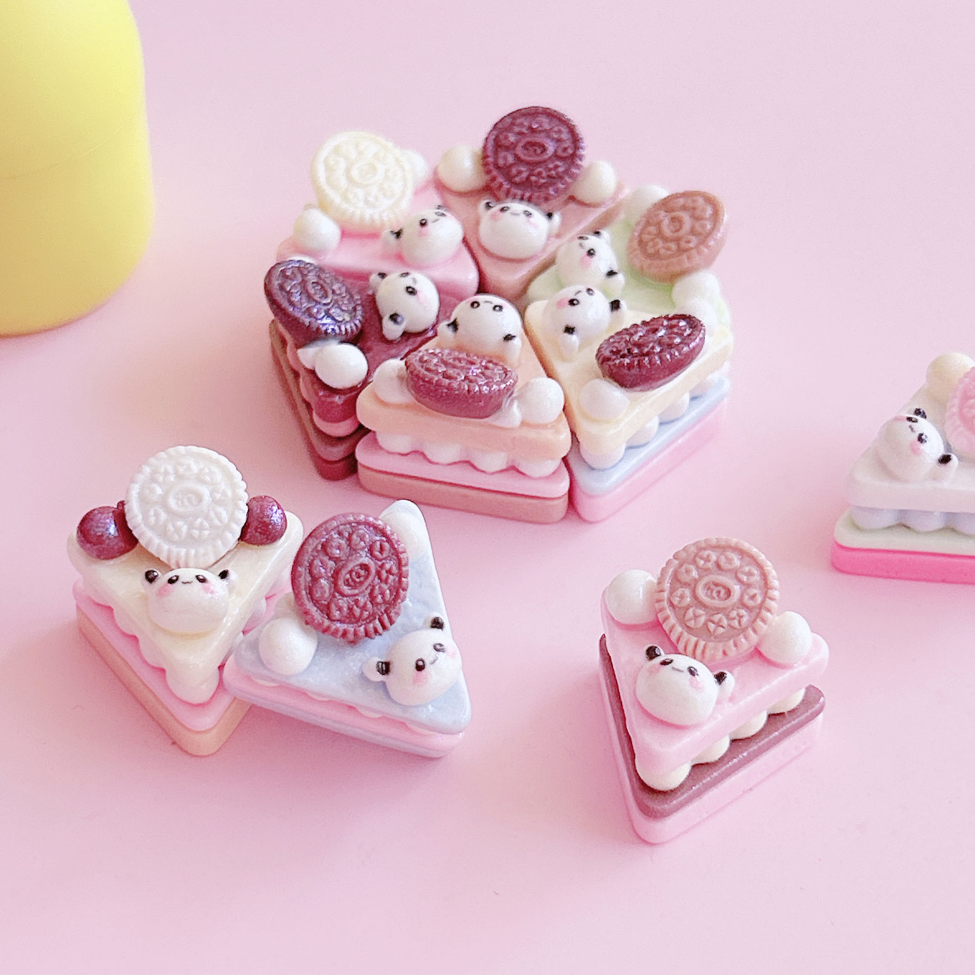 Panda Triangle Mousse Cake Food Play Decoration diy Hair accessory Pendant Handcrafted matching decorative embellishment materials pic 8