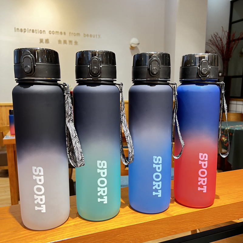 亚马逊运动健身大容量磨砂渐变摇摇杯防摔户外学生男女塑料水壶详情12