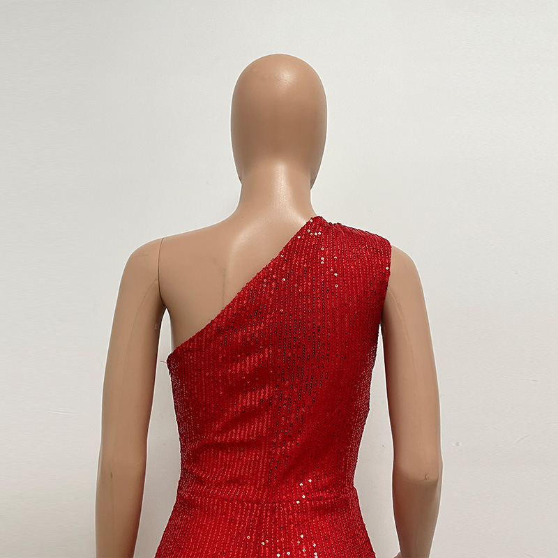 新中式无袖连体衣独立站夏季单肩亮片连体裤女批发详情89