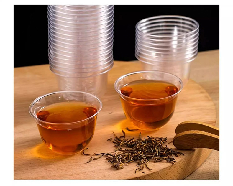 功夫茶杯航空水晶杯耐高温硬塑料一次性茶杯小酒杯透明试饮杯喝茶详情11