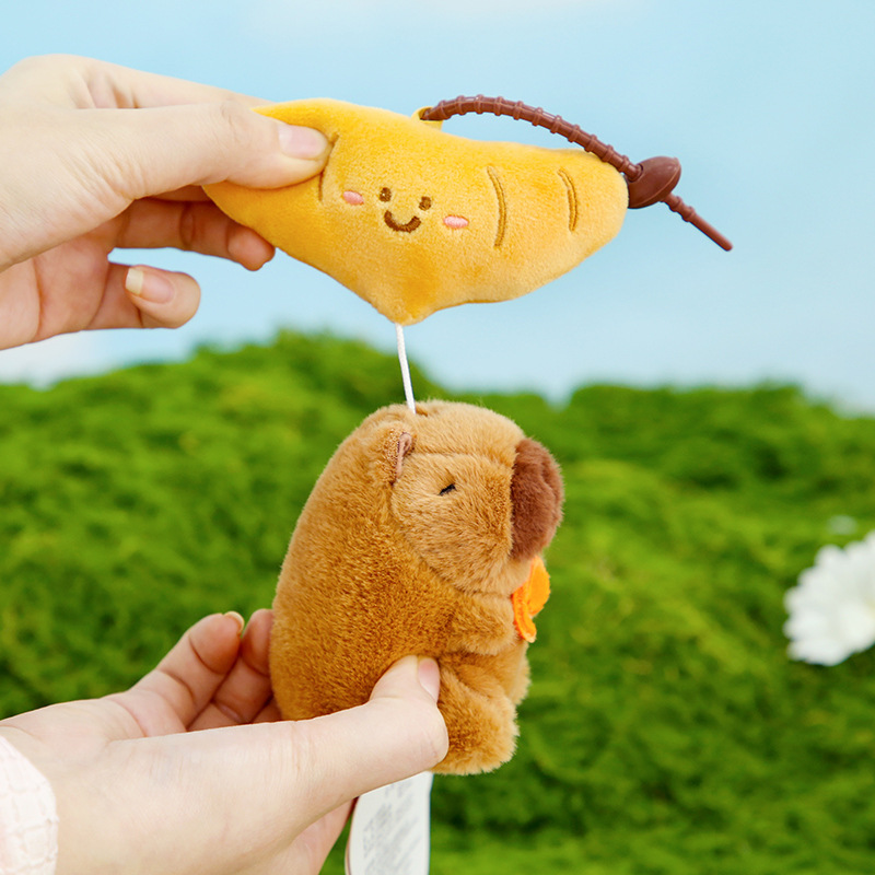 正版卡皮巴拉公仔可爱拉线水豚啪啪圈毛绒玩具挂件美拉德鼻涕玩偶详情12