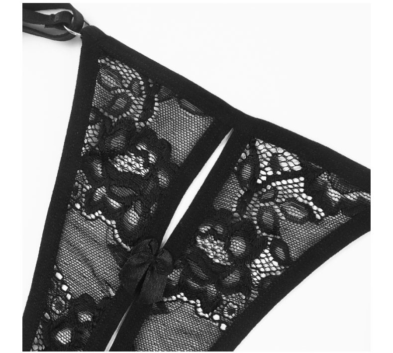 Olivia's Night欧美尺码蕾丝火辣情调丁字裤女性感黑色新款绑带女生丁字裤女透视详情8
