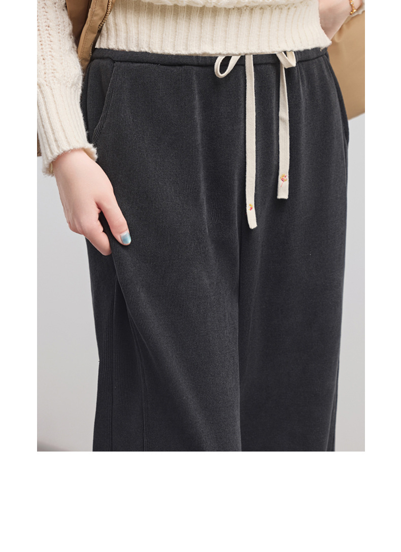 欧棉绒窄版阔腿裤女秋冬2025新款休闲高腰显宽松瘦垂感款式直筒裤详情34