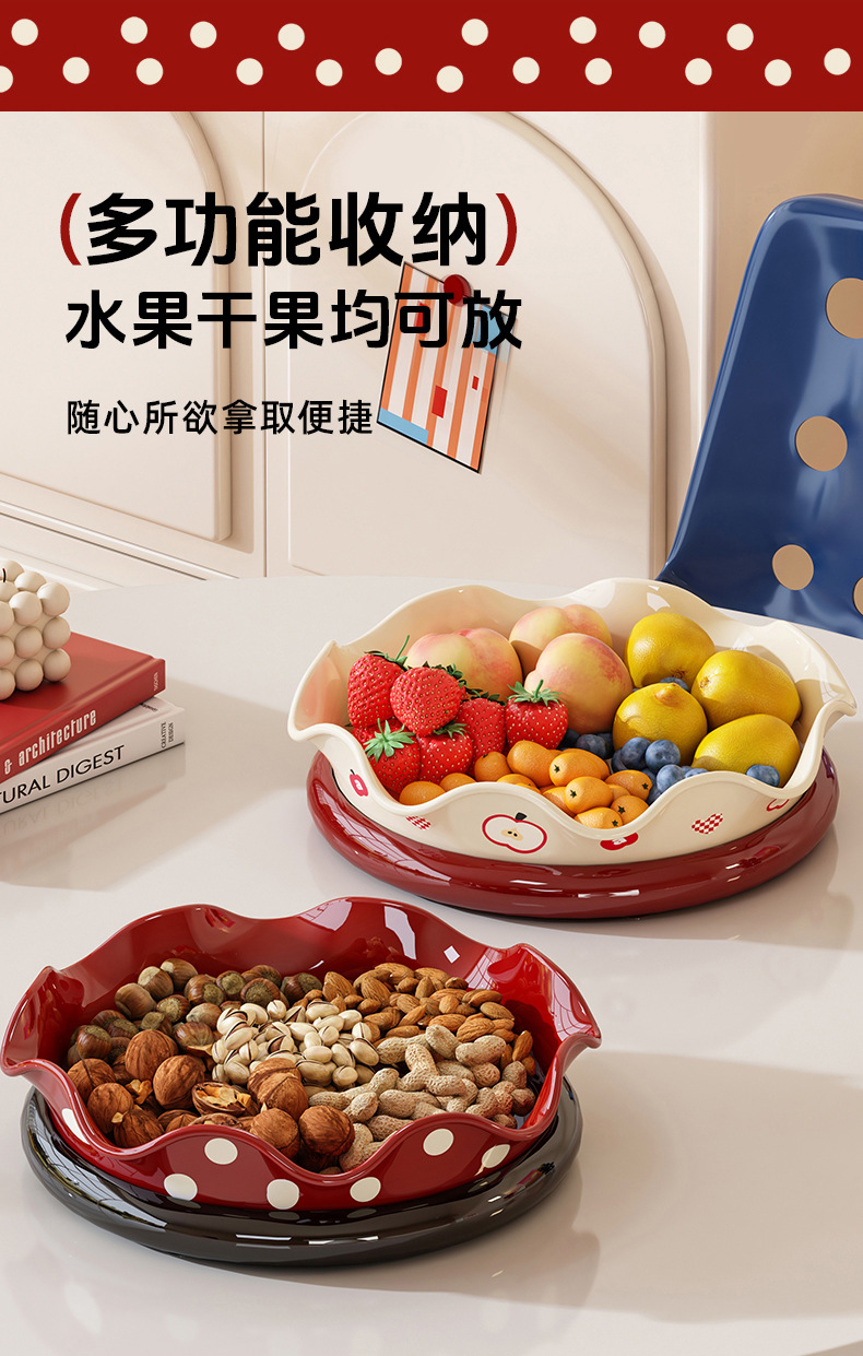 Dopamine Rotating Draining Fruit Plate 2025 New home living room coffee table, snack and candy display plate, storage plate pic 4