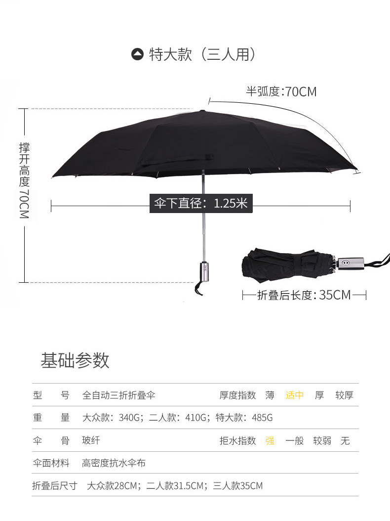 Fully automatic 8-bone outdoor umbrella, all-weather umbrella, umbrella for sun protection, automatic black rubber umbrella, folding umbrella pic 18