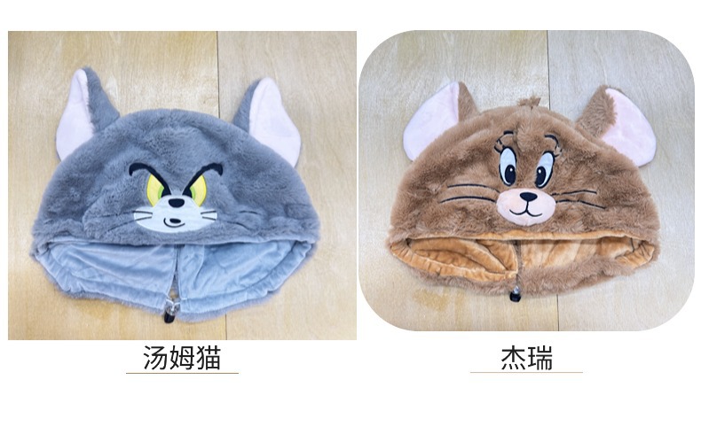 汤姆猫新款滑雪头盔帽套情侣款3D立体可爱毛绒滑雪头盔装饰配件潮详情14