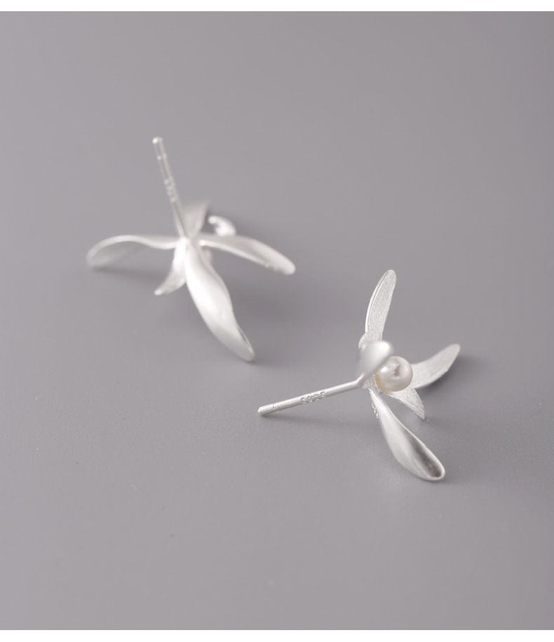 925 sterling silver Shi Family Pearl Orchid Stud earrings for women, simple new Chinese style design, artistic and sweet flower earrings 8705A pic 16