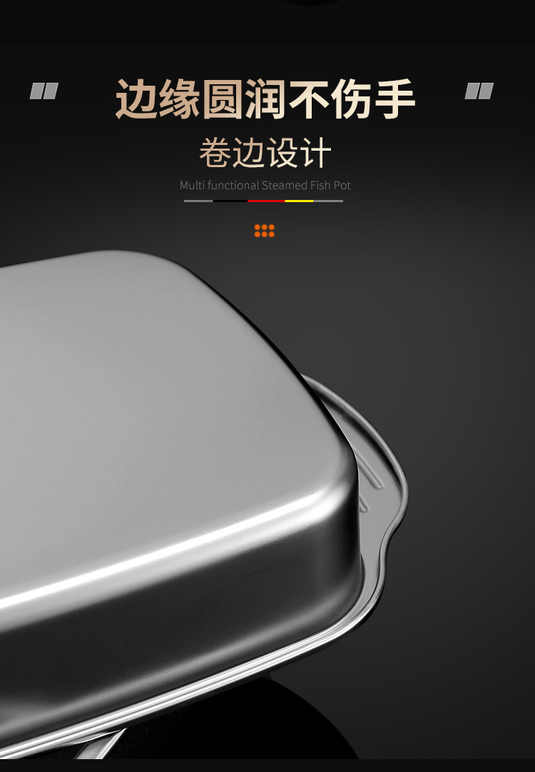 Stainless steel thickened grilled fish plate, induction cooker grill tray, rectangular plate, grilled seafood, crayfish, flat bottom, commercial dish plate pic 11