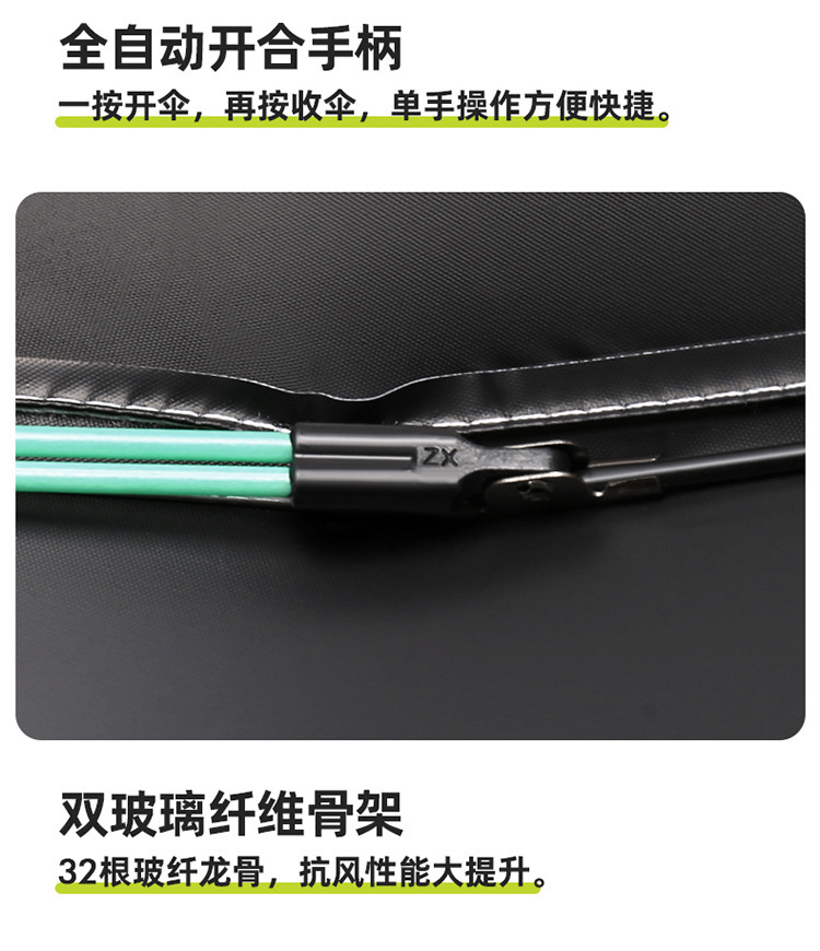 全自动双龙骨太阳伞防晒防紫外线两用黑胶男遮阳伞雨伞批发logo详情13