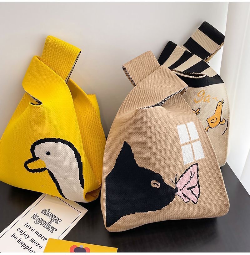 春日物语可爱花朵便携手提包针织包韩版ins 风女大容量手拎袋批发详情19