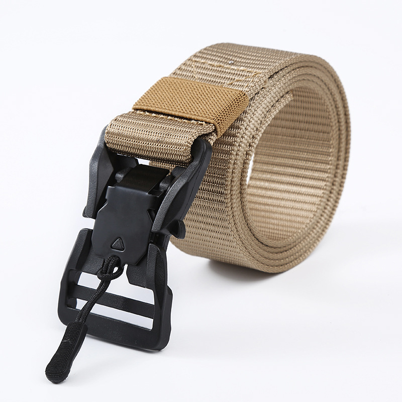 男士塑料磁铁对扣战术休闲帆布腰带男士腰带插扣军训运动裤带批发详情6