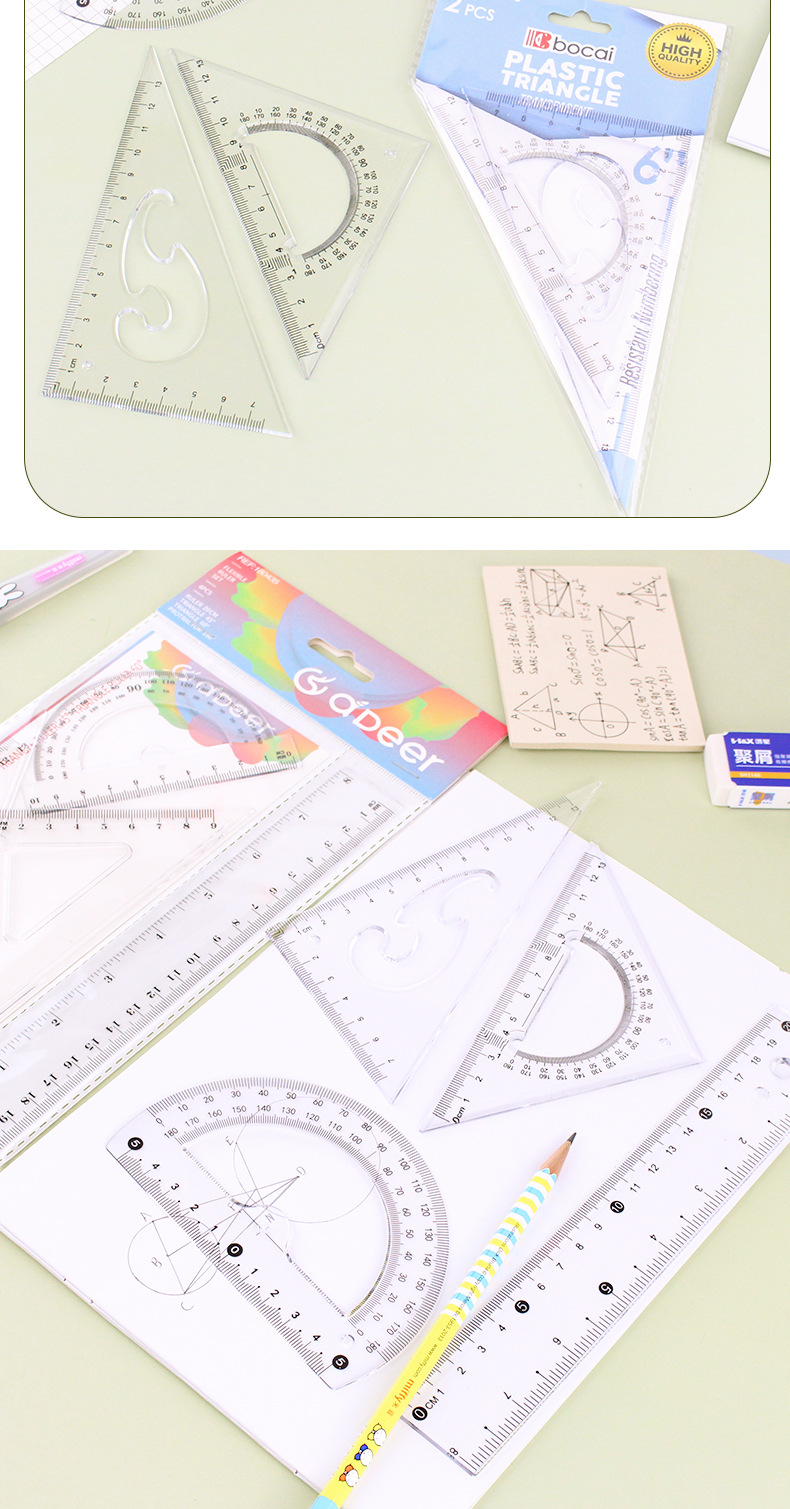 Cross-border wholesale of office stationery ruler sets, 15cm, 20cm, 30cm plastic rulers, available for export orders pic 9