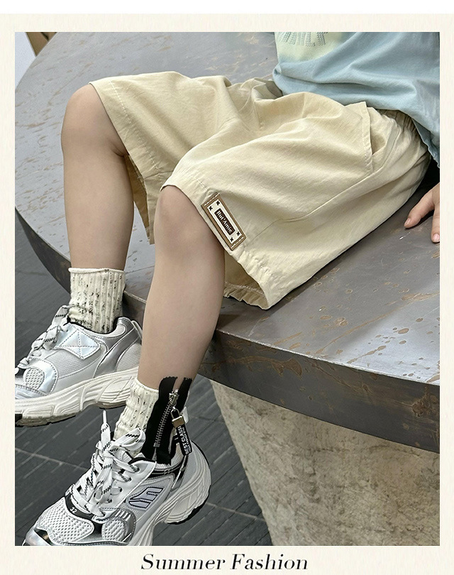 2024夏季简约薄款儿童短裤男童女童童装一件代发批发外贸纯棉短裤详情3