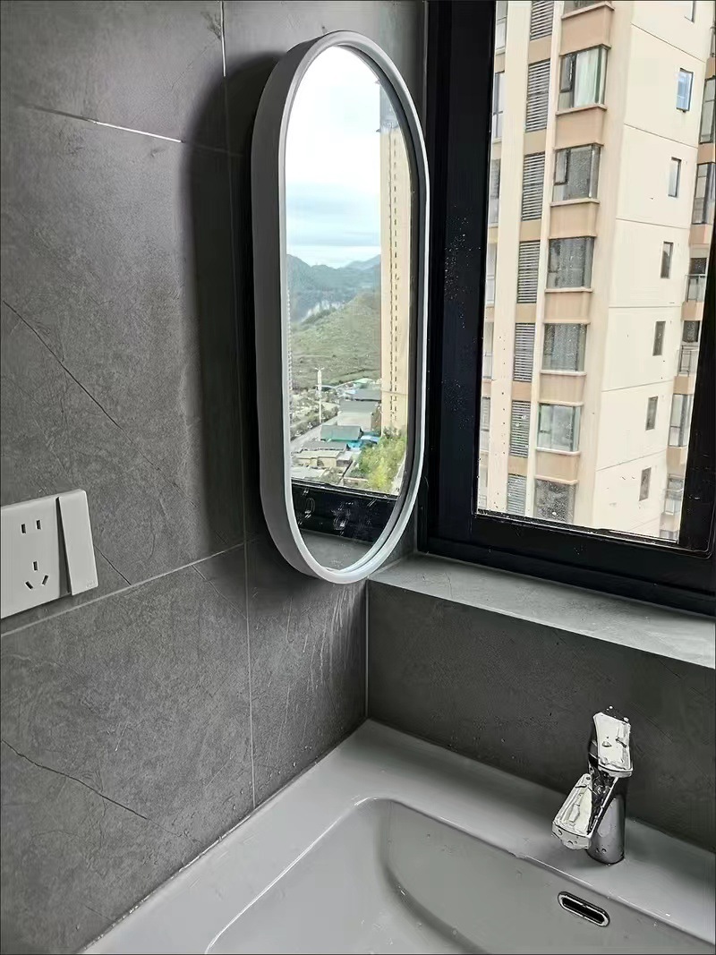 卫镜阁卫生间转角风水墙角挂镜可旋转浴室镜椭圆形侧边斜角镜子详情19
