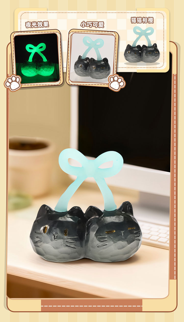 The cat PAI is indeed fun. The blind box Siamese cat figurine is a creative couple and becomes a figurine desktop birthday gift for women pic 15