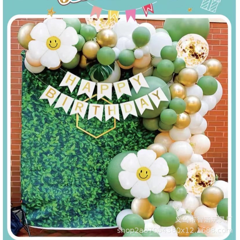 Creative design of green theme balloon set scene arrangement for birthday party balloon chain set scene arrangement pic 19