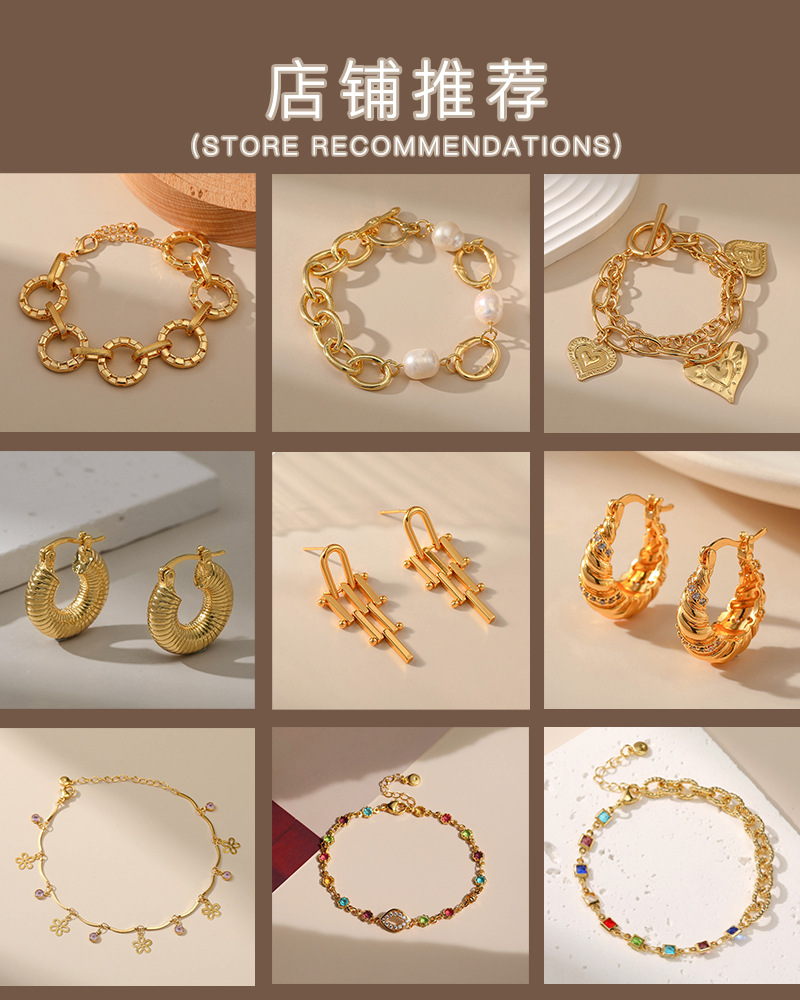 义乌外贸专供欧美质感极简ins手饰  铜镀18K真金镶锆石手链设计感详情1