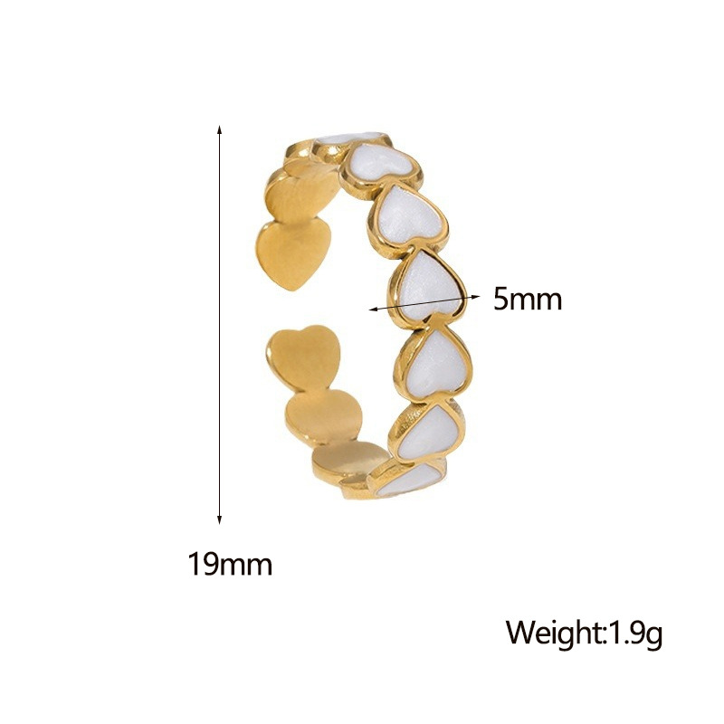 European and American fashionable and elegant heart-shaped titanium steel ring, simple ins style, oil-dripping 18K gold-plated open stainless steel ring pic 1