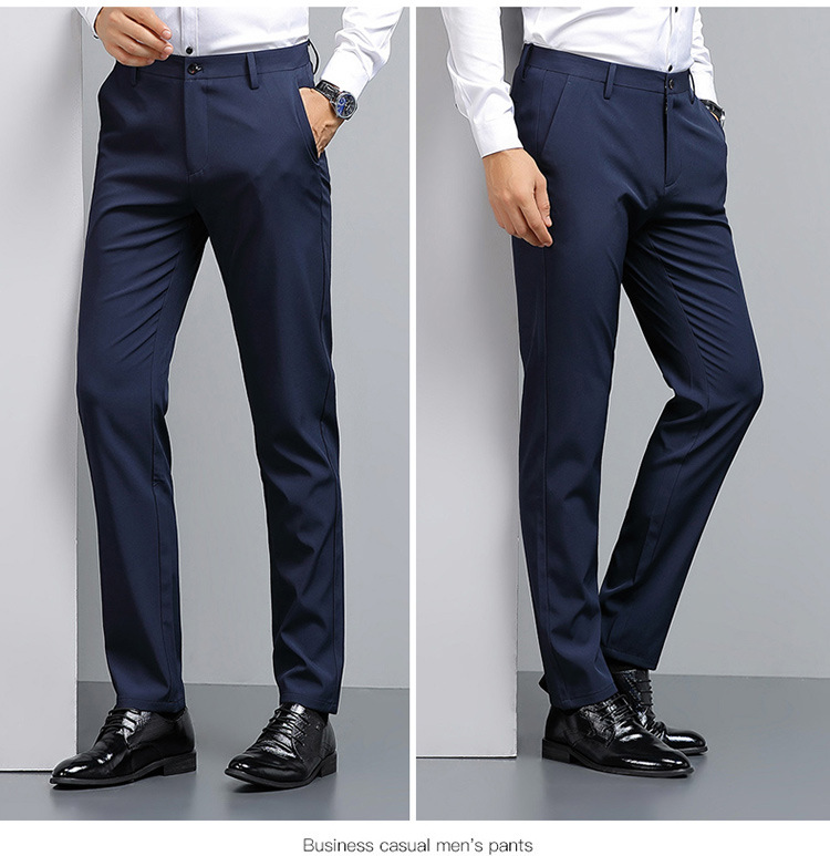 春季男士西裤免烫抗皱休闲长裤直筒修身弹力西装裤男上班商务正装详情16