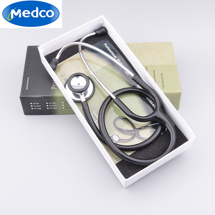 Cross-border English version Stethscope medical double-head double-sided stethoscope, color box ear hook stethoscope pic 6