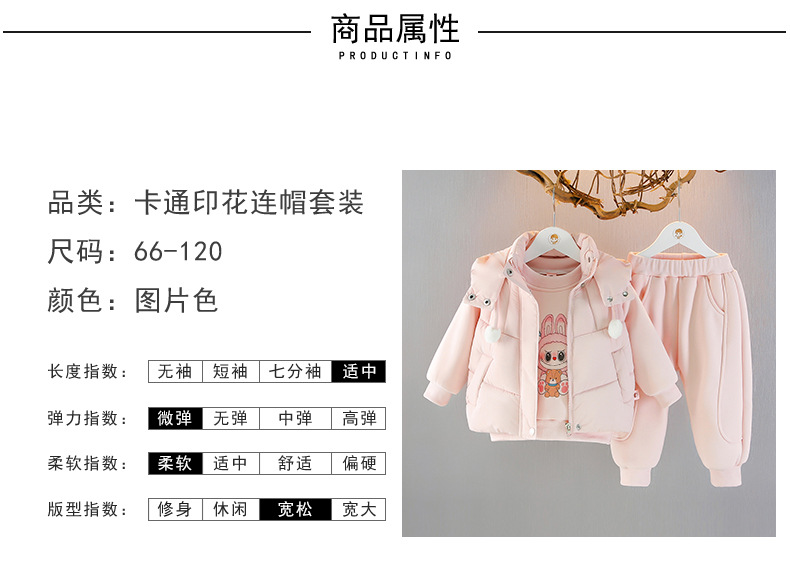 女童2025春季新生儿休闲裤套装加绒三件套B类兔毛绒布服饰详情4