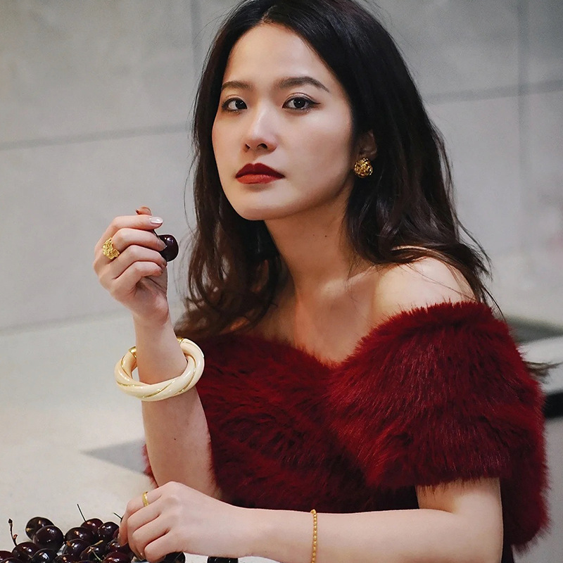 法国复古小众设计扭结设计马卡龙开口手镯个性中古独特轻奢高级感详情1