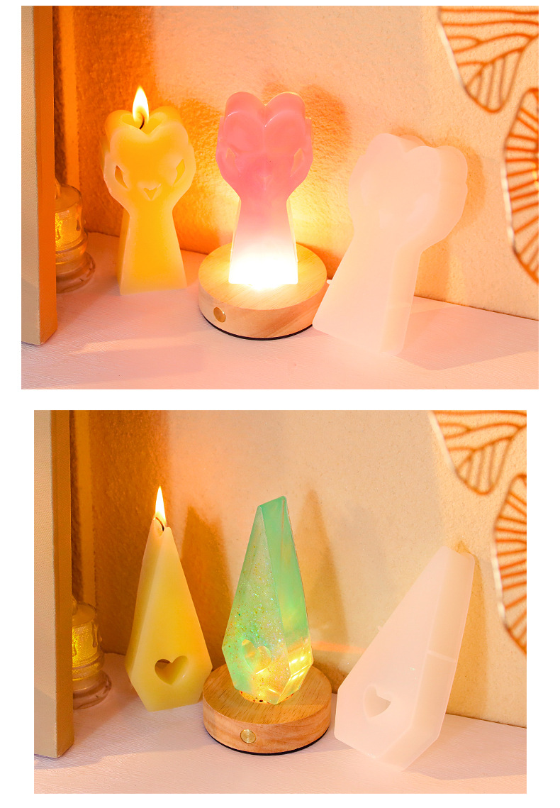 diy epoxy resin Easter bunny scented candle mold, heart-shaped house, cat gypsum decorative item, silicone mold pic 7