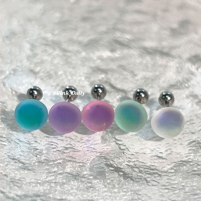 Pink Daily Matte Aurora Ear Stud Women Titanium Steel Cochlear Stud Screw Twist Stud Spice Girls Niche Earrings pic 3