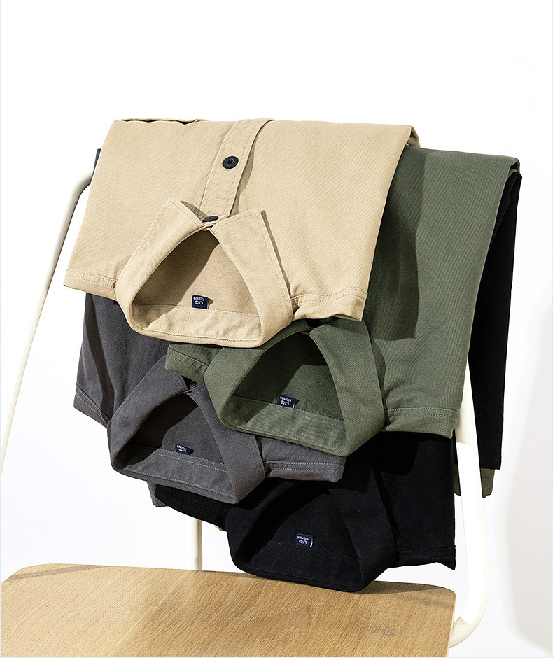 2024春季男士新款棉质衬衫休闲宽松纯色工装日系潮流ins长袖衬衣详情21