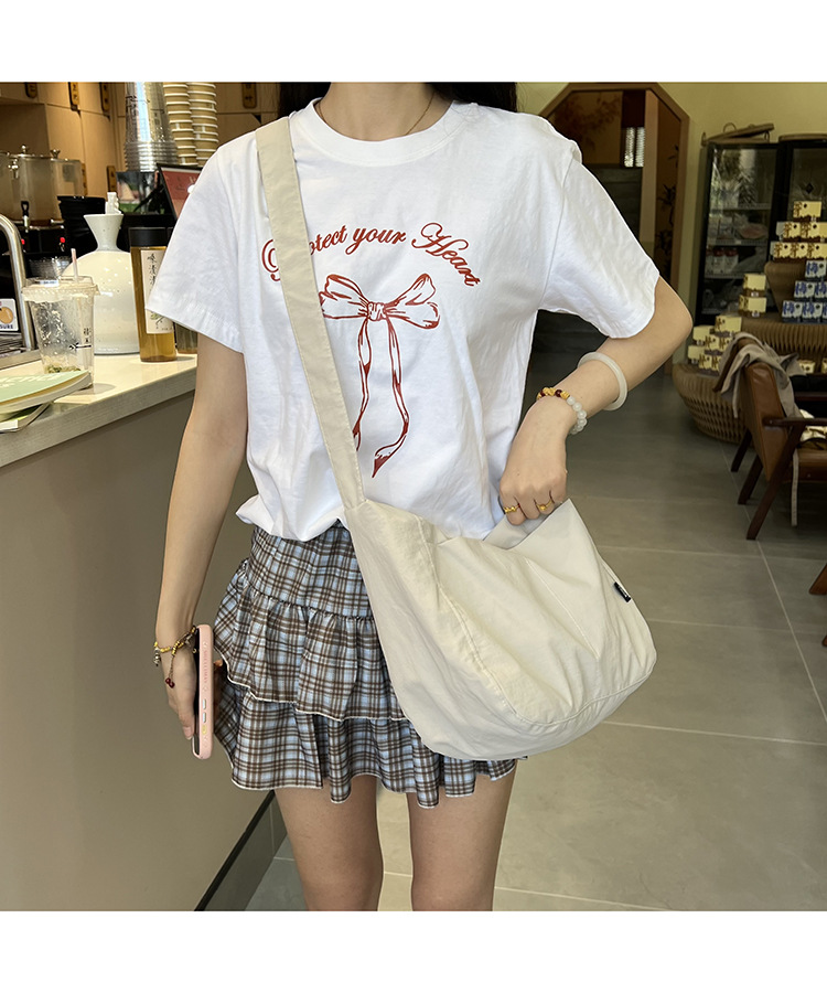 新潮斜挎邮差包日系休闲尼龙单肩托特包男女设计感小众通勤斜挎包详情17