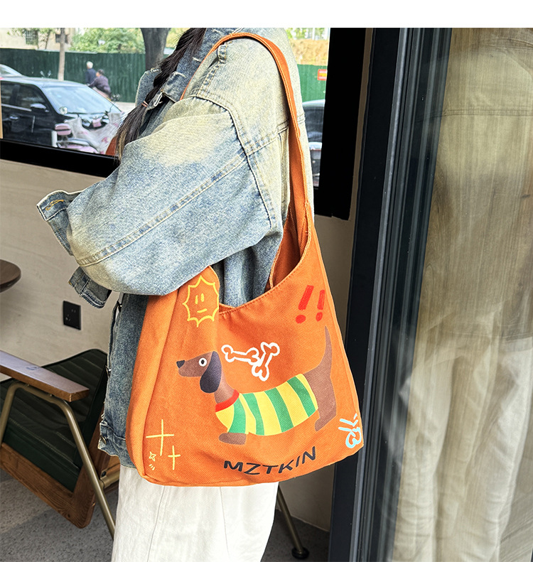 Lona dachshund bolsa de mano bolsa de tote de gran capacidad bolsa de cuchara crossbody portátil bolsa de hombro de un campus pic 8