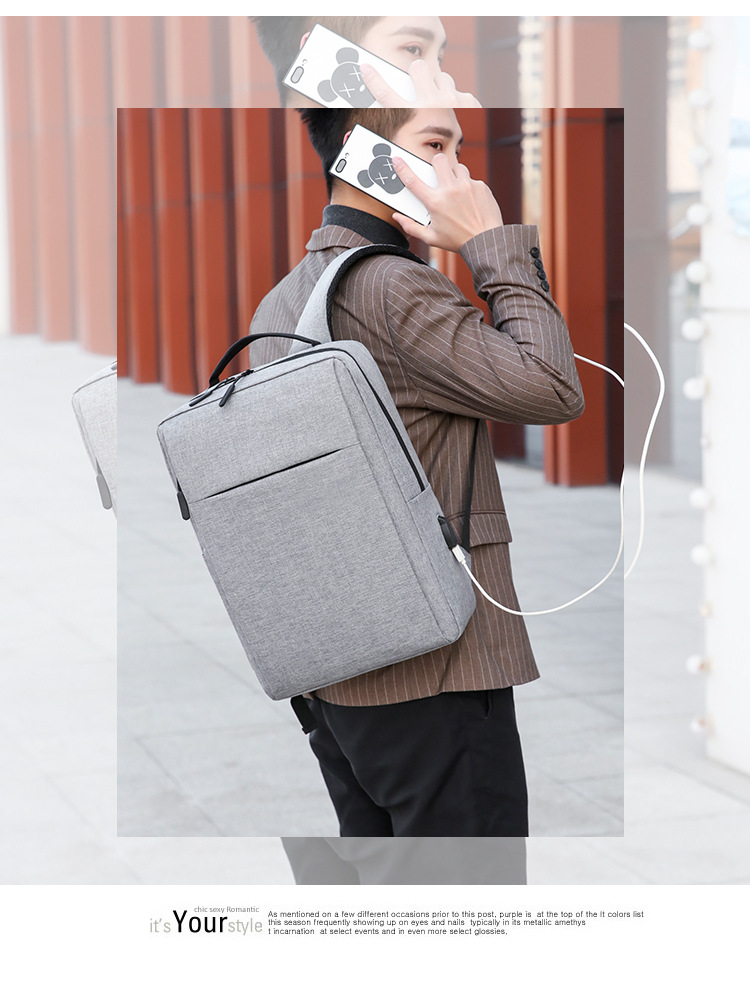 跨境大容量17寸双肩电脑包可定制高级感商务通勤旅行背包电脑包详情7