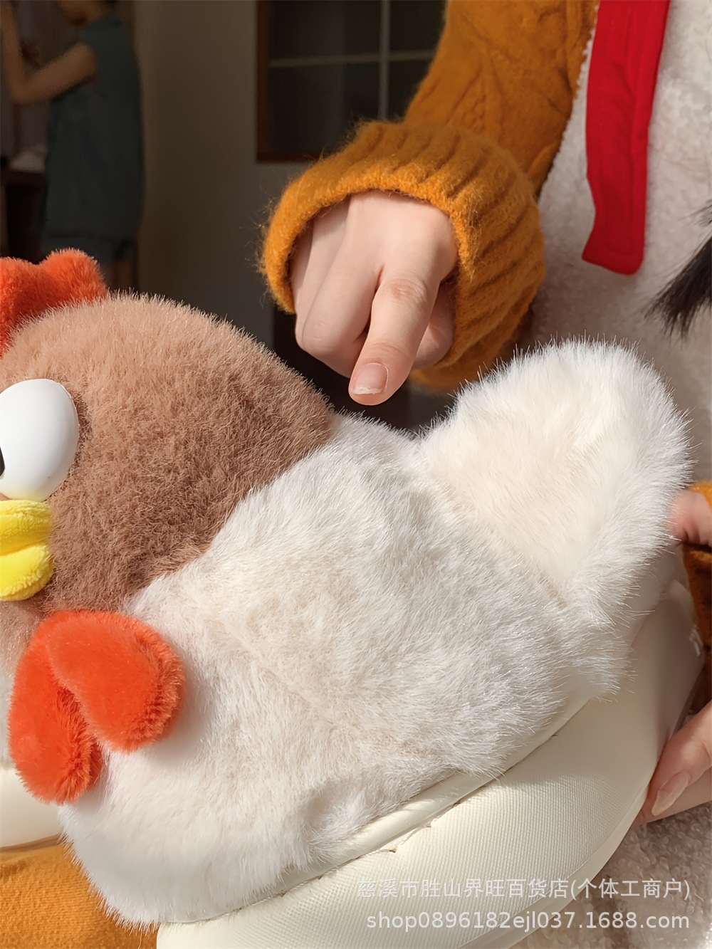 爆款大公鸡棉拖鞋冬季卡通可爱男童女童保暖防滑居家小孩毛绒拖鞋详情12
