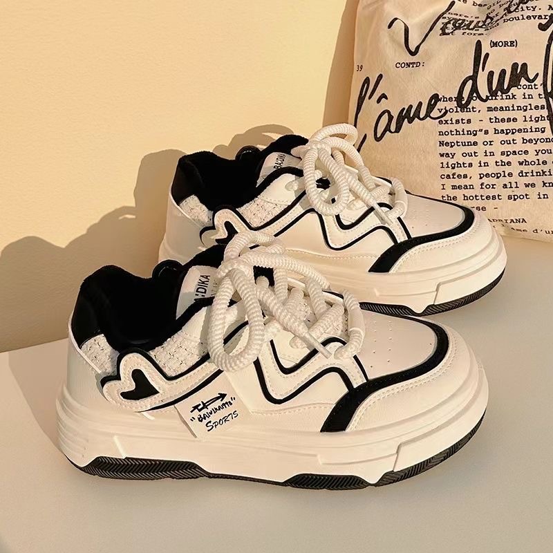 时尚爱心面包2024春秋新款小白鞋学生休闲鞋百搭运动底板鞋超轻详情10