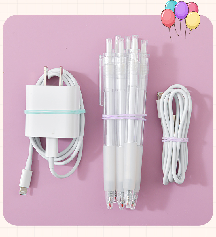 Wholesale macaron-colored paperclip stapler set, rubber band, horizontal thread, drawing pin, pin, long tail clip binding set pic 17