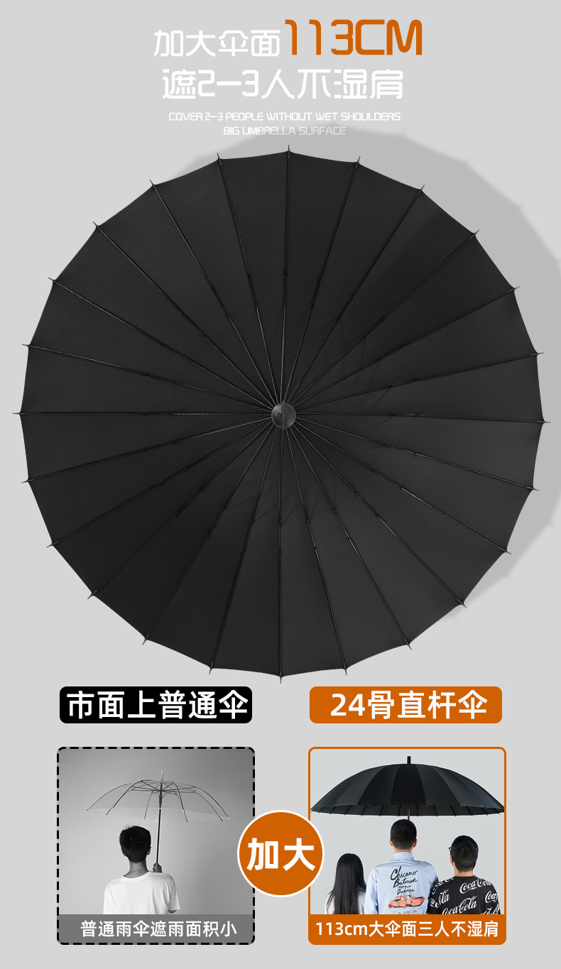 24骨雨伞自动伞大号超大厂家大量批发直杆长柄雨伞定制印广告logo详情8