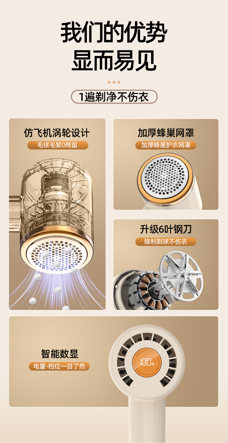 新款毛球修剪器家用除毛衣服起球充电便携式去球剃毛神器跨境礼品详情3