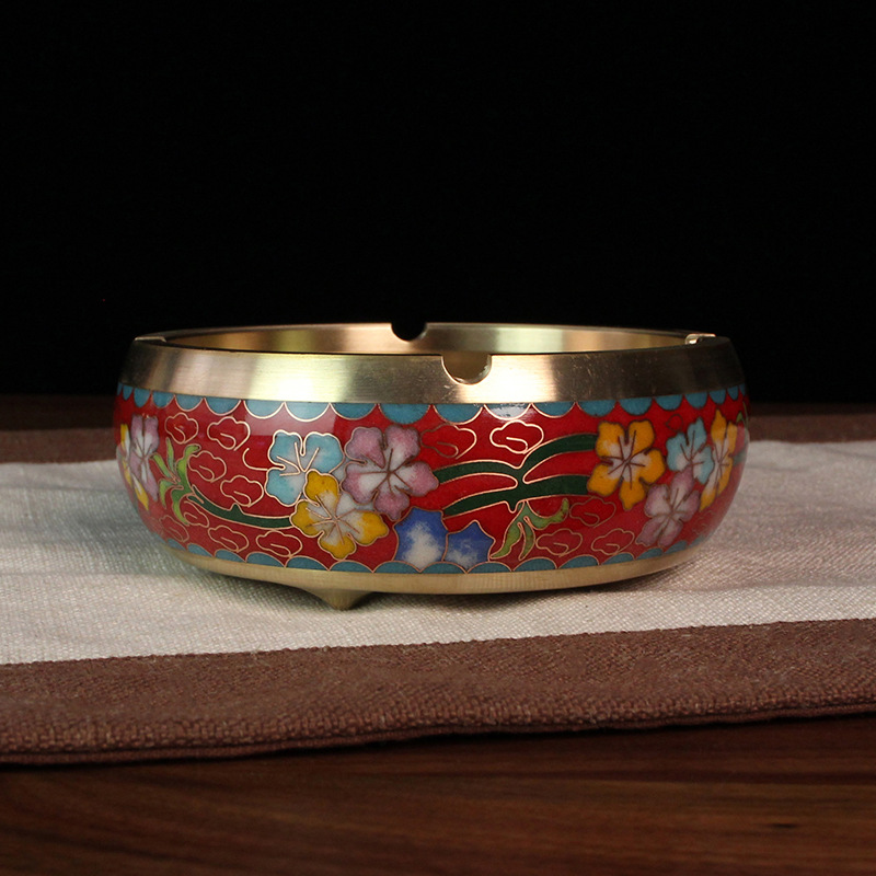 Beijing Cloisonne craft cultural gift and decorative items, traditional cast copper filigree low-temperature enamel ashtrays pic 12