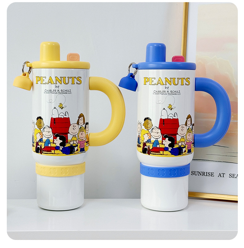 Snoopy Handle ice cup Coffee milk tea cold preservation 1200ml large capacity stainless steel insulated cup tea and water separation pic 16